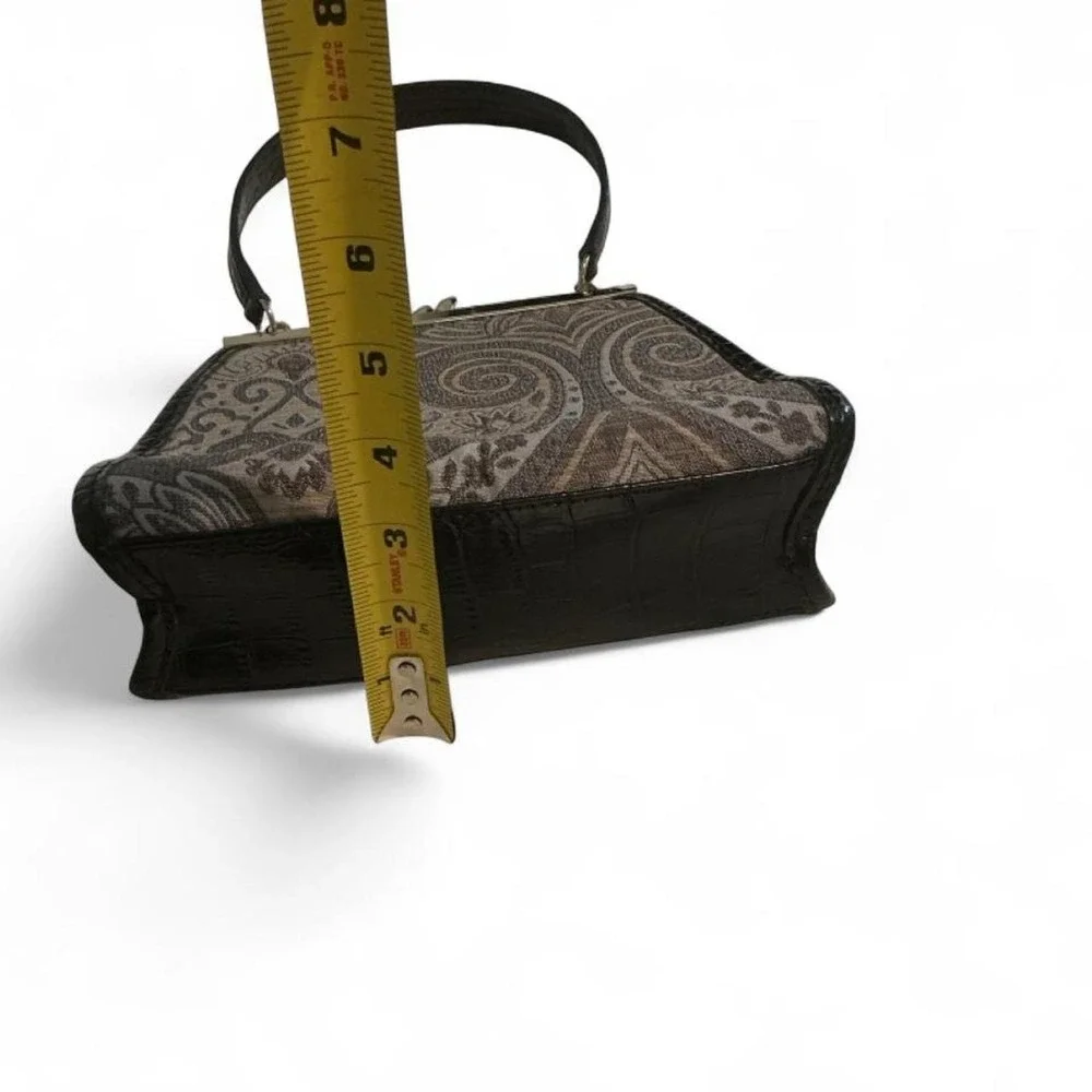 Liz‎ Claiborne Frame Bag Women Mini Brown Paisley Tapestry Excellent Kiss Lock